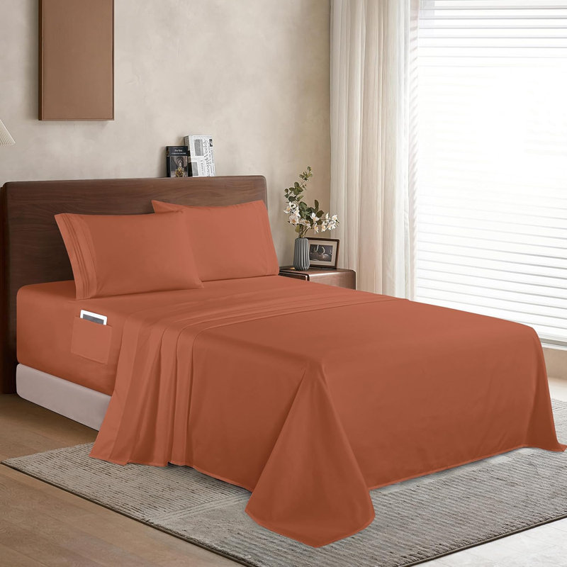 Elegant Comfort Luxury 1500 Premium Hotel Quality Microfiber 4-Piece Sheet Set - Soft, All Around Elastic 18-24 Inches Deep Fitted Sheet - Extra Deep Pocket Sheets