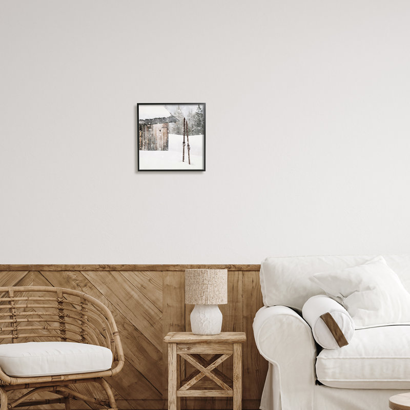 «Winter Cabin», impression sur toile, Giclée encadrée noir minuit, H 12 po x l 12 po x P 1,5 po