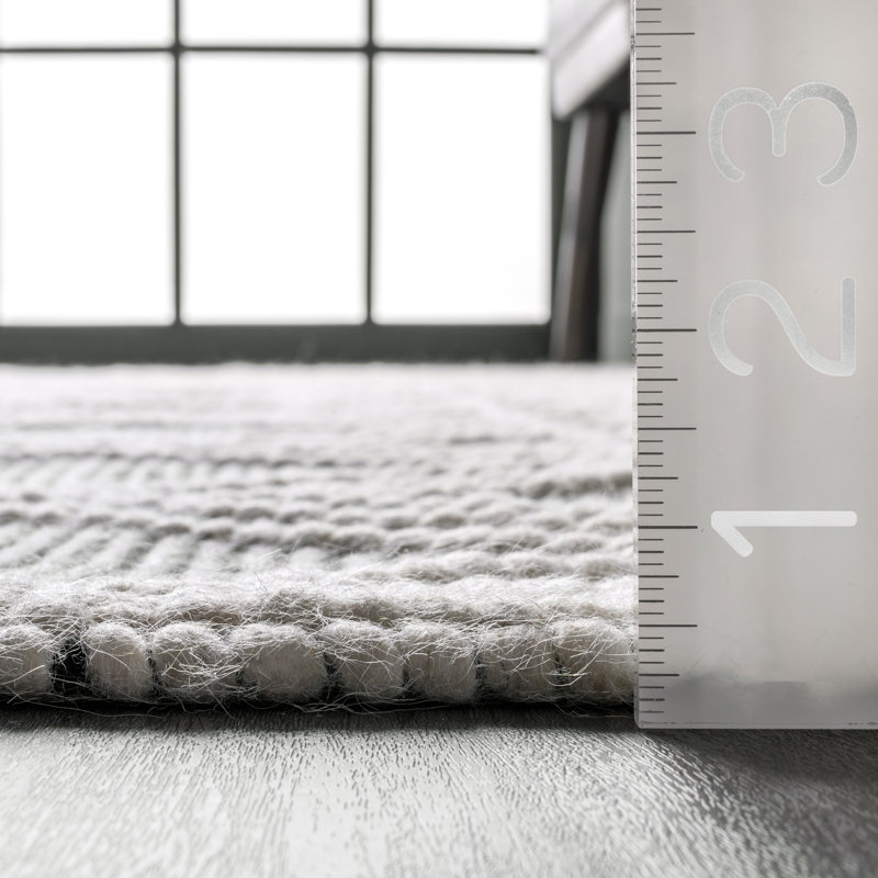 Tapis noir / blanc en laine touffeté à la main Hathorn, Rectangle 2 pi x 3 pi