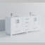 Ensemble de meuble-lavabo double avec plateau en marbre et robinet-110822031