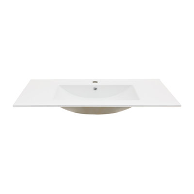 Plateau de meuble-lavabo simple blanc 36 po x 18 po avec 1 trou de robinet et trop-plein