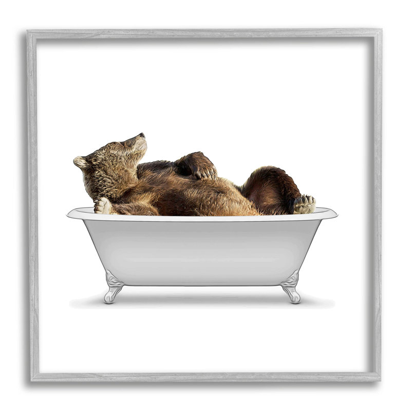 Ours dans la baignoire de la salle de bain par Annalisa Latella - impression sur bois, H 12 po x l 12 po x P 1,5 po