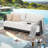 Modern Rope Woven Patio Sofa with Aluminum Frame and Wood Grain;Weather-Resistant Outdoor Conversation Set for Pool and Garden-1910327087