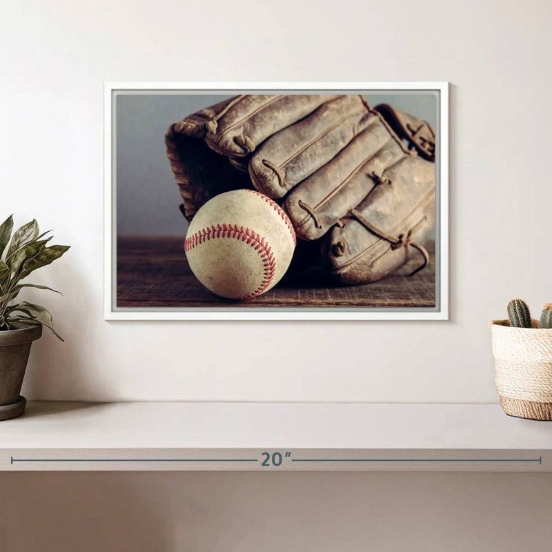 Souvenirs de baseball, Cadre flottant blanc, 13 po x 9 po
