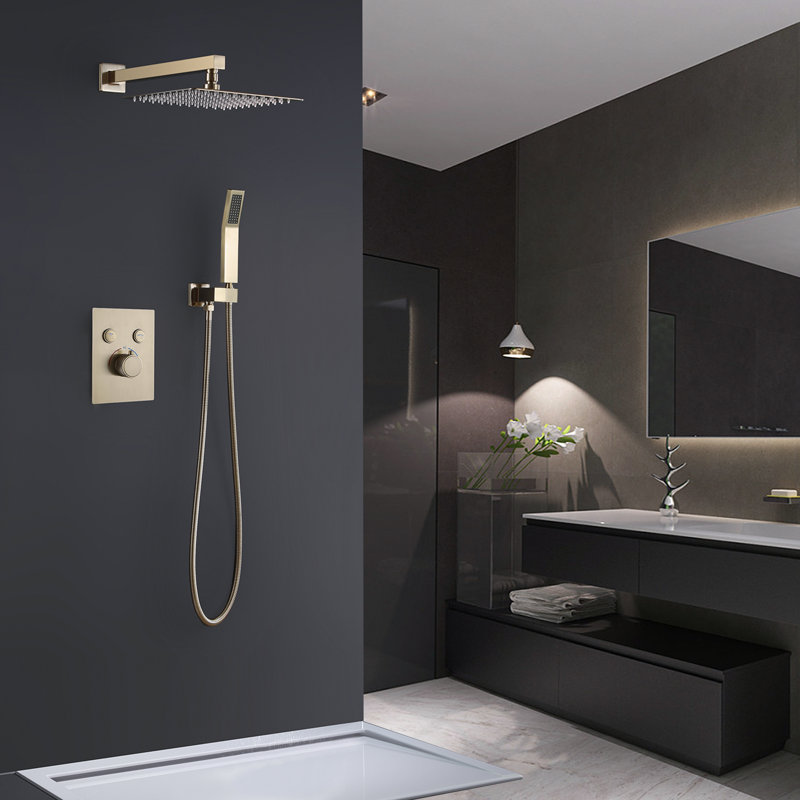 All-In-One Kit with Rough in-Valve, Brushed Gold