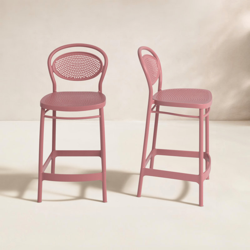 Tabouret de bar pour le patio Farrah, Marsala, Tabouret de comptoir (siège d'une hauteur de 25,6