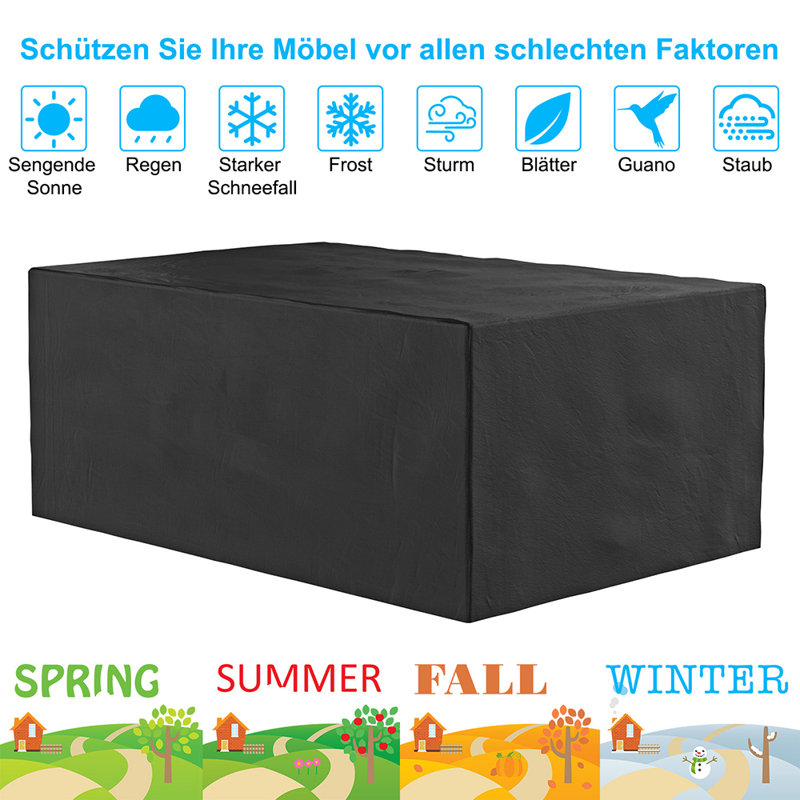 Housse de protection pour canapé d'extérieur imperméable, H 29,53 po x l 53,15 po x P 53,15 po
