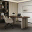 Bureau ovale brun italien minimaliste italien de luxe avec pieds en cuir-126436459