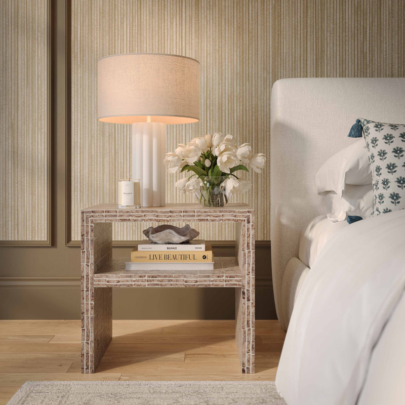 Derry Lavender Capiz Shell Nightstand, Purple