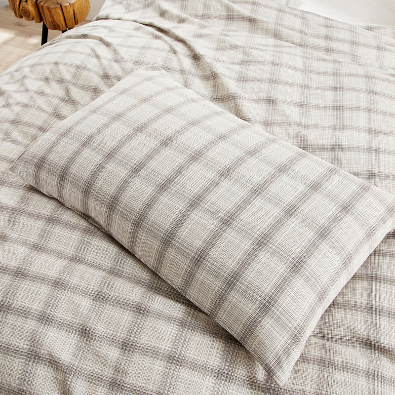 Kulkata Plaid Duvet Cover, Grey, 36" W x 20" L