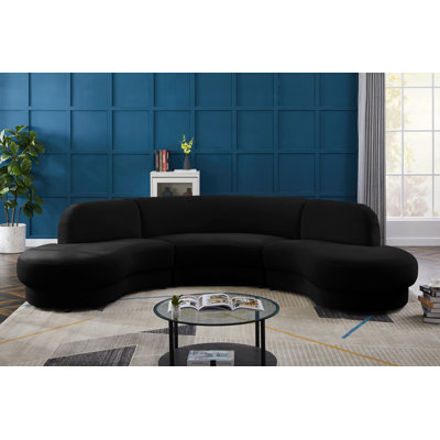 Velours noir Isnesh 3 pièces Canapé modulaire (3 boîtes)