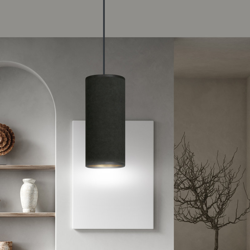Ealidh 1 - Light Steel Cylinder Pendant, Black