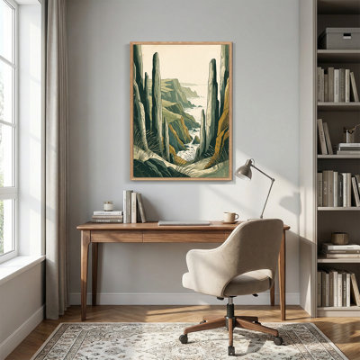 Art mural sur toile vert et brun