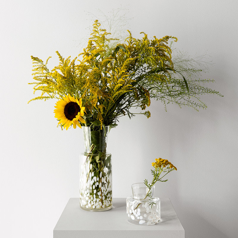 Meadow Glass Table Vase, White/Ivory, 11.8" H x 4.7" W x 4.7" D