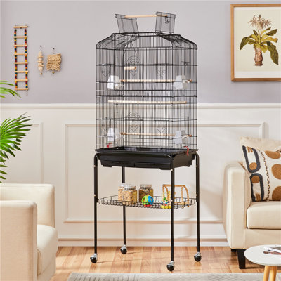 Champa 67.5 in. Plastic and Steel Play Top Floor Bird Cage with Wheels with Stand with Perch with Tray