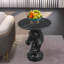 Table d'appoint en résine noire avec tête de cheval et table d'appoint