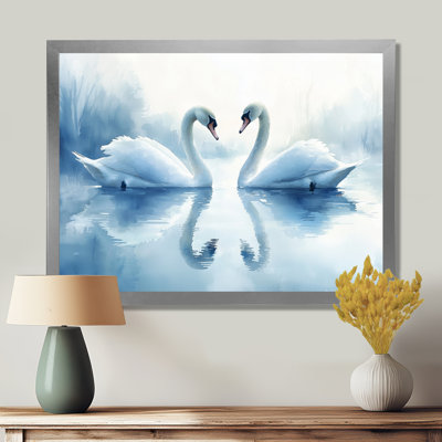 Cygnes tranquilles sur le lac II - oiseau, art mural