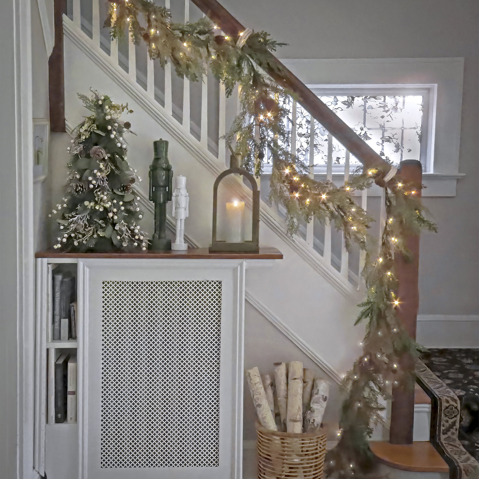 Nutcracker Christmas Decor, White, 13.58" H x 4.33" W x 4.72" D