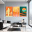 «Desert Cactus Landscape», ensemble de 3 reproductions d'art sur toile tendues-658281143