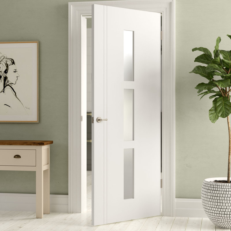 Sierra Blanco Glazed Prefinished White Internal Door, 198.1 cm H x 76.2 cm W x 3.5 cm D