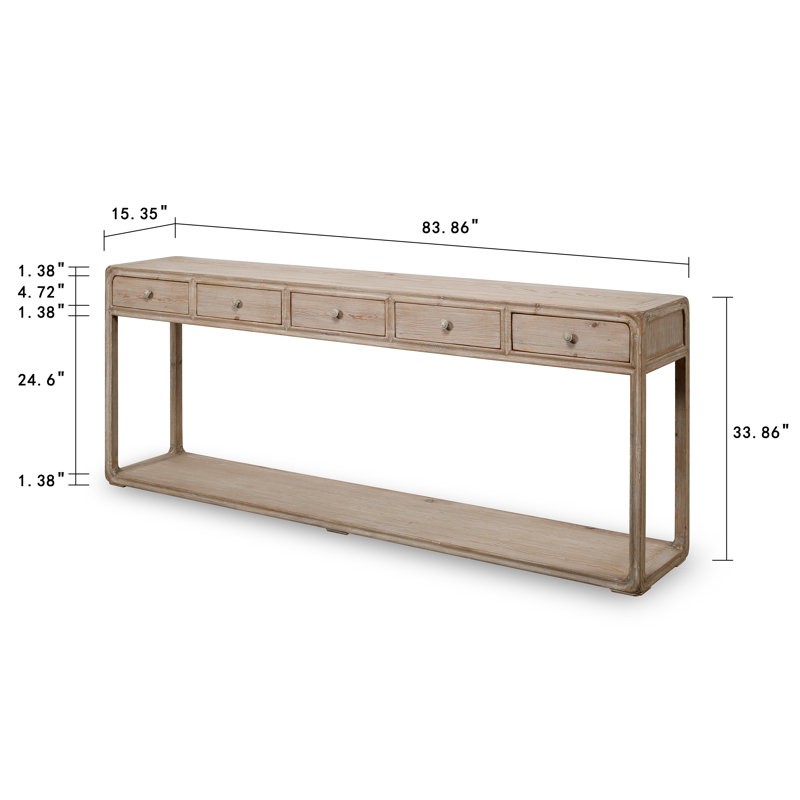 Ming 83.86'' W Solid Wood Console Table