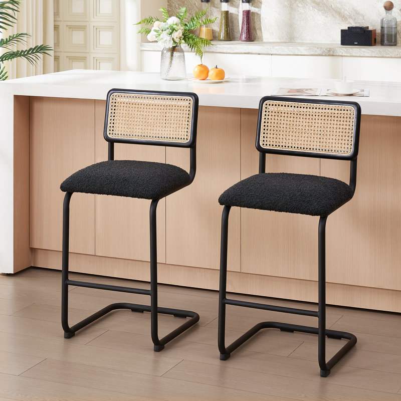 Tabouret de comptoir rembourré 25,4 po Marlow, Noir / Noir, 2, Tabouret de comptoir (siège d'une hauteur de 25,4