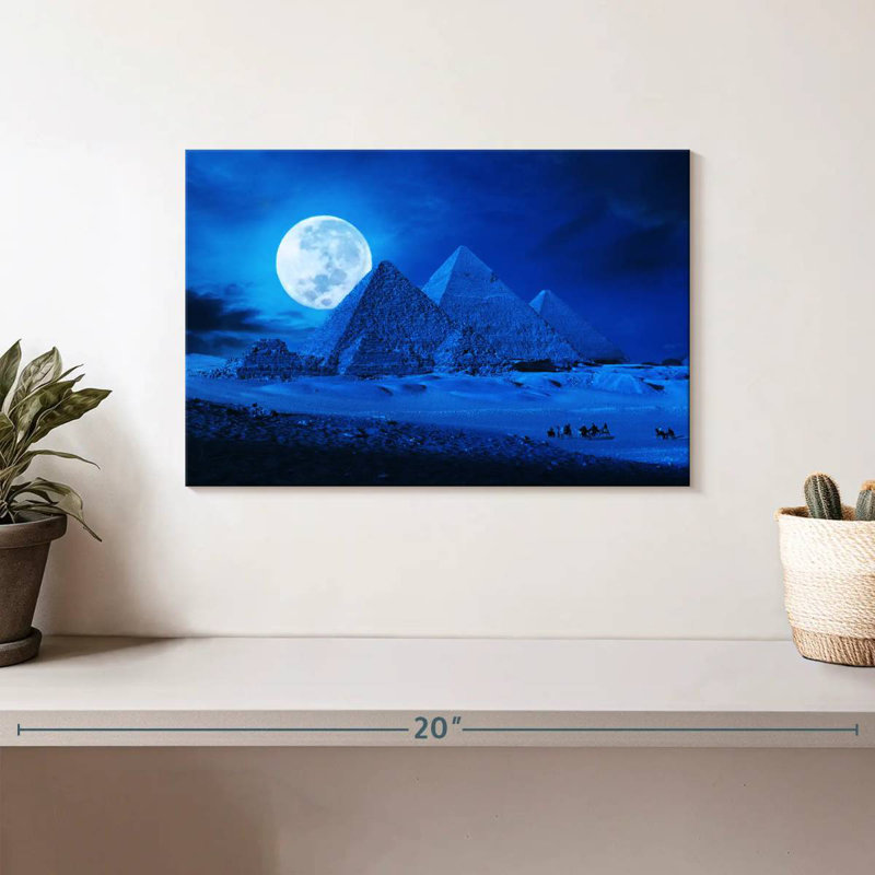 Pleine lune Adella au-dessus des pyramides, H 8 po x l 12 po