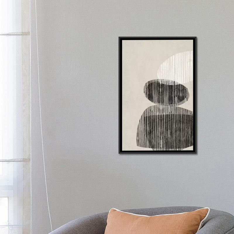 «N embossé II», reproduction sur toile, H 26 po x l 18 po x P 1,5 po, Toile avec cadre noir, Pas de tapis