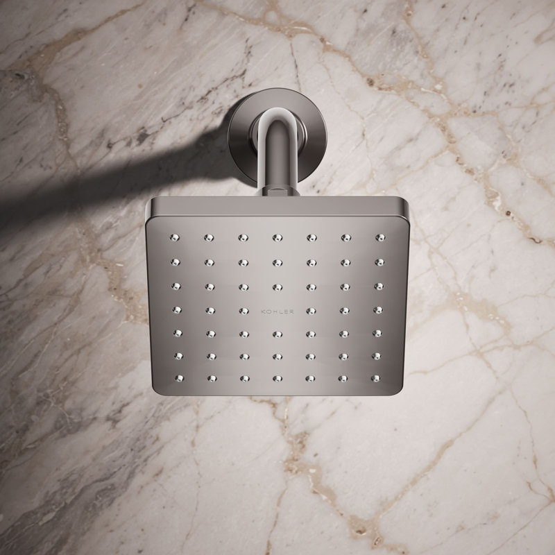 Parallel Single-Function Square Showerhead, Shower Head with One Spray, 2.5 GPM, Vibrant Titanium