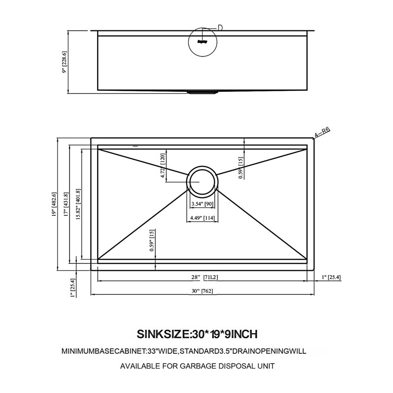 Undermount Kitchen Sink Single Bowl