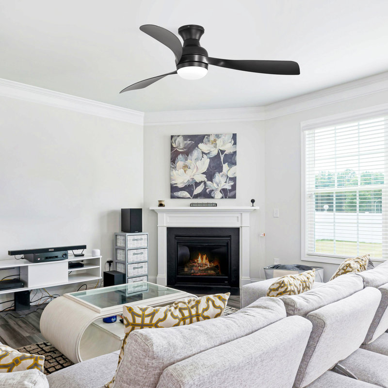 Sofucor 1 Pc 52-Inch Fulsh Mount Ceiling Fan With Light,18W Led Dimmable Light With Memory Function,Dc Motor,1/4/8H Timer Setting