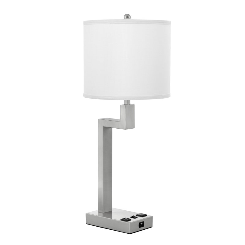 Lampe de table 26 "en argent avec prise USB et prise vraiment Yours