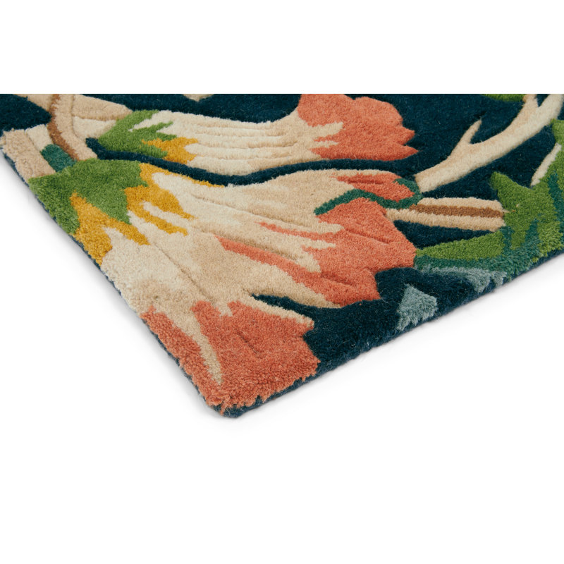 Hand Tufted Wool Floral Area Rug, Rectangle 4'7" x 6'7"