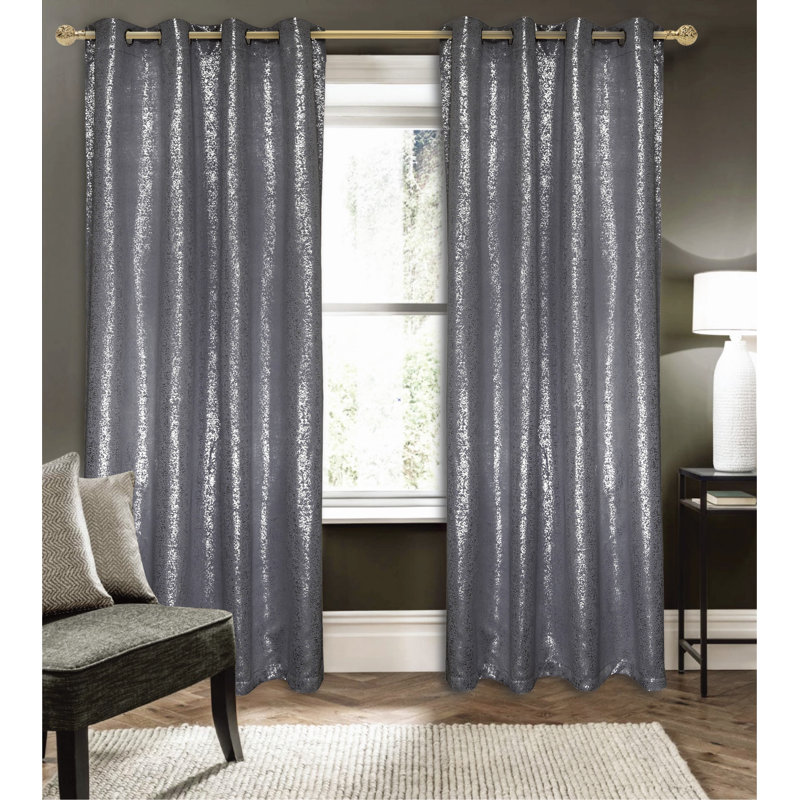 Rideau occultant en polyester Tampere, L 54 po x L 90 po, Gris anthracite