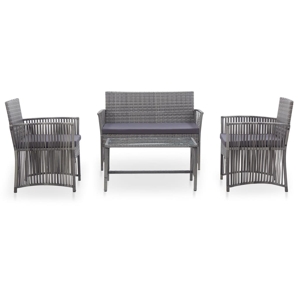 3-Sitzer Lounge-Set Sweetgrove aus Polyrattan mit Polster