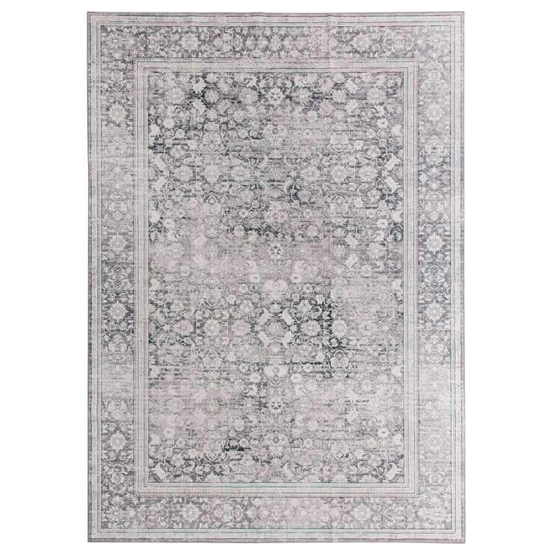 Tapis délavé à la machine vintage lavable à la machine Cynthia, Rectangle 4pi x 6 pi
