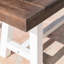 Banc en bois avec sablage brun foncé et structure en métal rustique blanc, profondeur de 15,13 po pour banc d'extérieur, sièges
