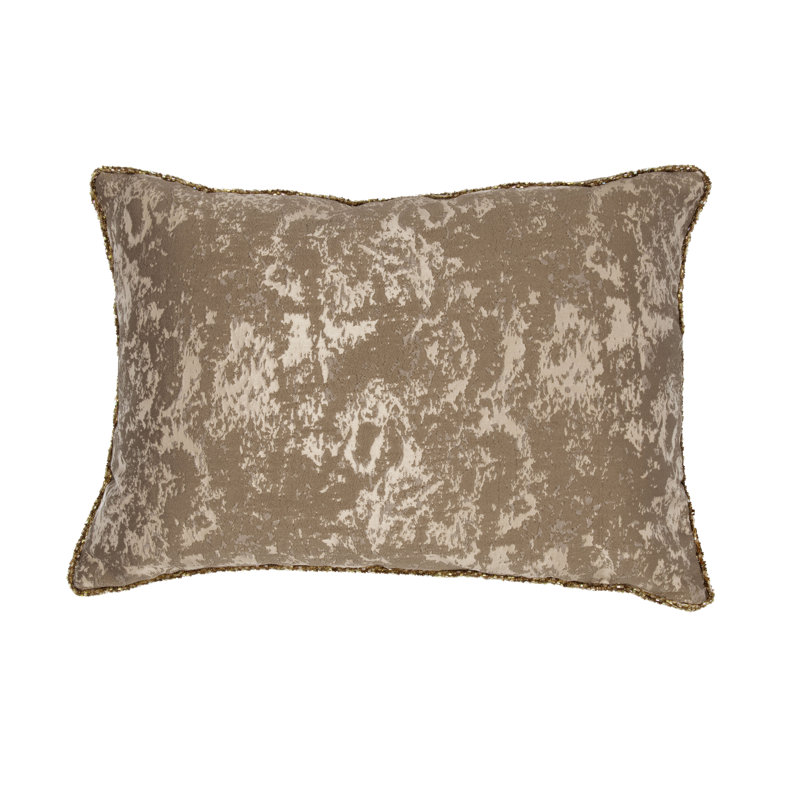 Coussin Mica Brocade, Duvet de canard / plume, Brun / or / crème