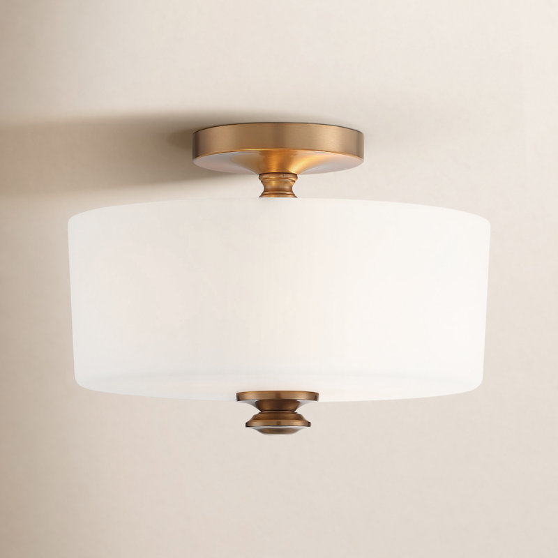 Nula Glass Semi Flush Mount, Vibrant Gold
