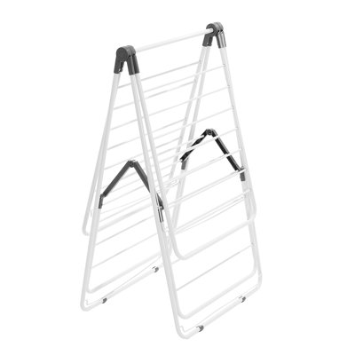 Séchoir à vêtements, séchoir à linge pliable à 2 niveaux avec pinces à chaussettes et 31 tringles, supports de séchage réglables en hauteur pour l'extérieur et l'intérieur, autoportant et peu encombrant, blanc