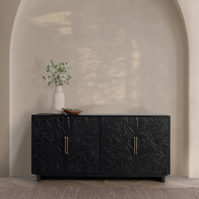 Albero Solid Wood Sideboard, Black