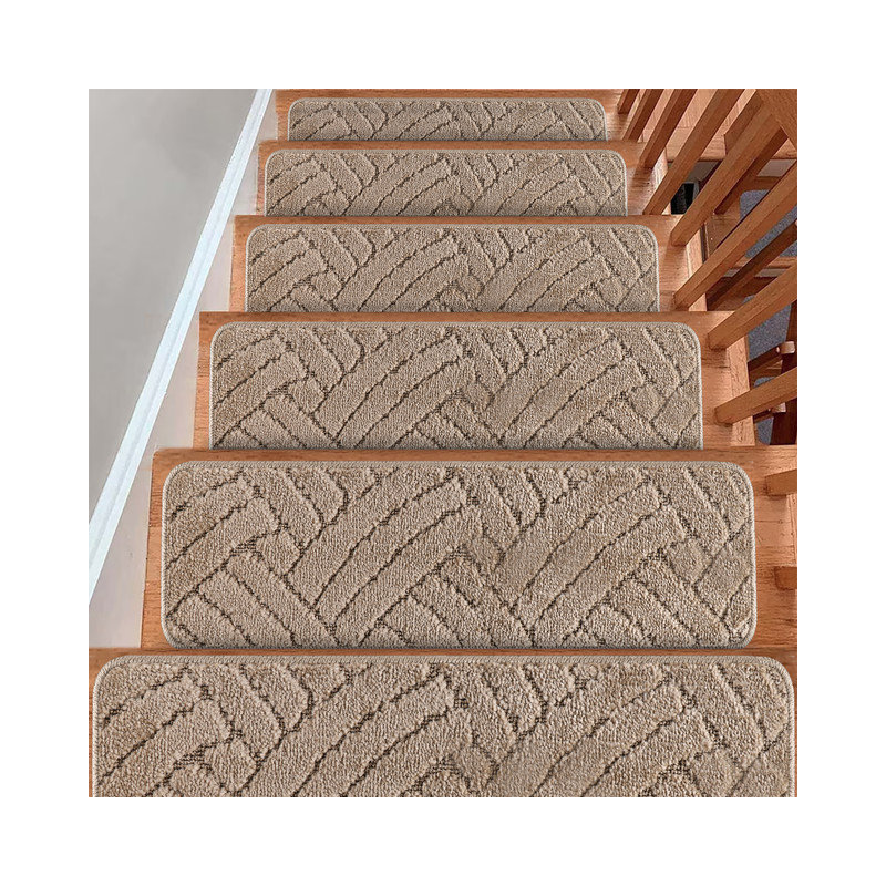  Carpet Stair Treads for Wooden Steps - 15-Pack, Beige