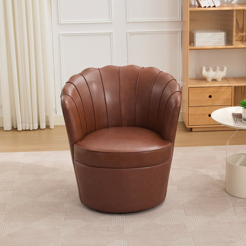 Chaise pivotante avec base en métal pivotant à 360 ° pour la maison et le bureau, Brun