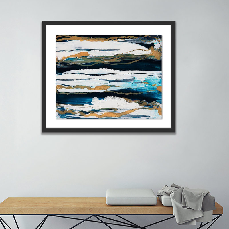 Reproduction d’art sur papier encadrée « horizontal stripes » par kim whiteside, H 48 po x l 60 po x P 2,5 po, Noir