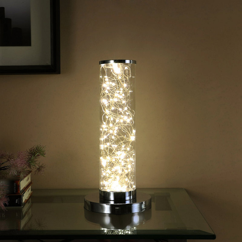 Lampe sur pied à colonnes transparentes 13 pouces Minari