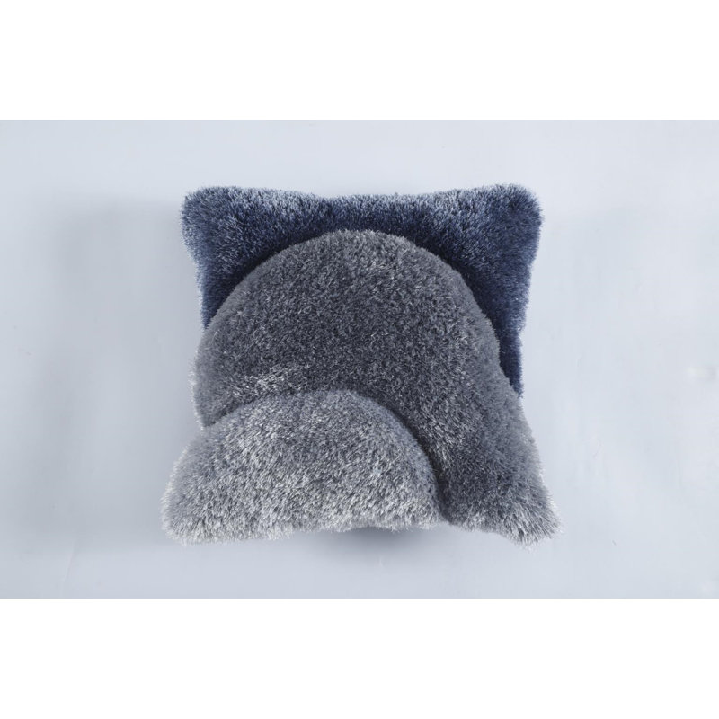 Mateos Collection Abstract Shag Pillow, 20" x 20", Gray Abstract