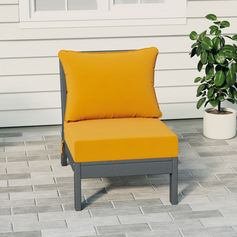 Chaise sans accoudoirs à assise profonde avec coussins, Jaune, Grey
