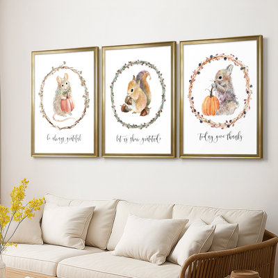 Harvest Home Mouse - 3 pièces, toile tendue avec châssis encadré