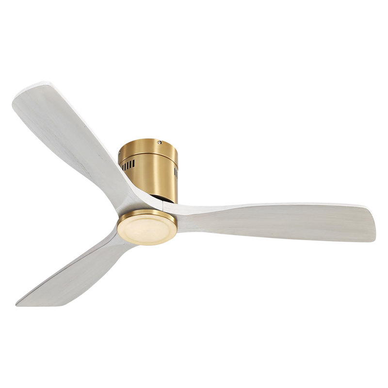 Ventilateur de plafond 52 pouces à profil bas DC 3 ventilateur en bois massif sans moteur réversible télécommande sans lumière