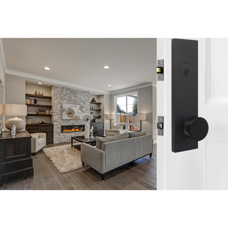 Knobs With Deadbolt Reversible Entry Set, Matte Black